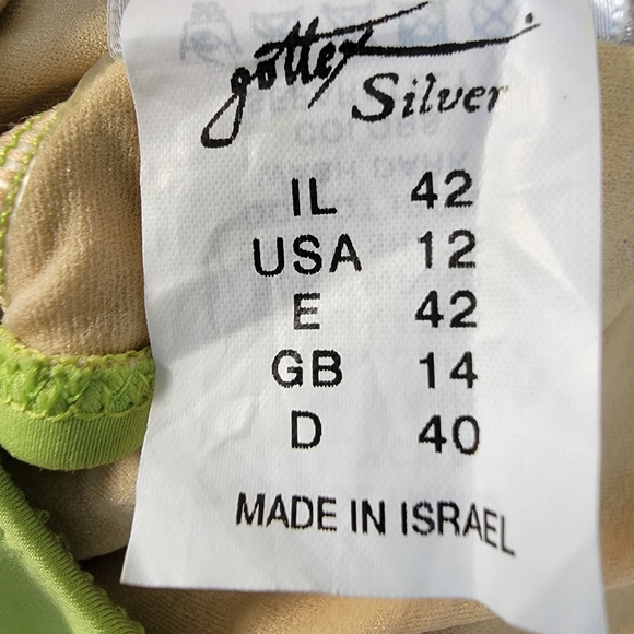 GOTTEX SILVER ♡ Gorgeous 1pc Lime Green Low V Front Cross Wrap Lined Swimsuit 12 - Picture 15 of 17